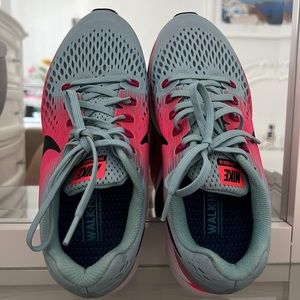 Nike women's air zoom pegasus 34 blue/white/pink racer running shoe size 8.5